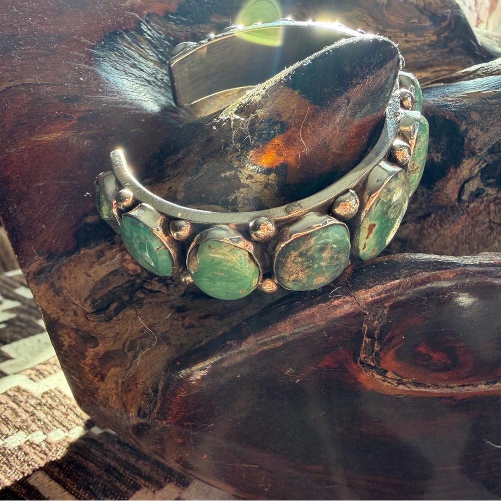 David Lister Sterling Kingman Turquoise Cuff